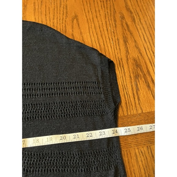 Travelers Chicos Sz Large Black Loose Knit‎ Top Fishnet Whimsigoth Linen Blend - Picture 8 of 9
